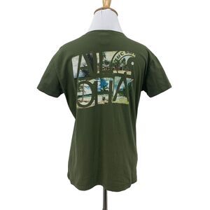 Vintage T&C Surf Hawaii Aloha Shirt Womens XL Extra Large Short Sleeve Olive Tee